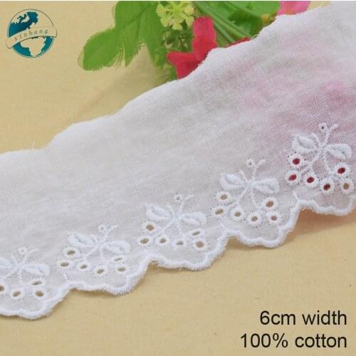 5yards 6cm white 100% cotton embroidery lace french lace ribbon fabric guipure diy trims warp knitting sewing Accessories#3166