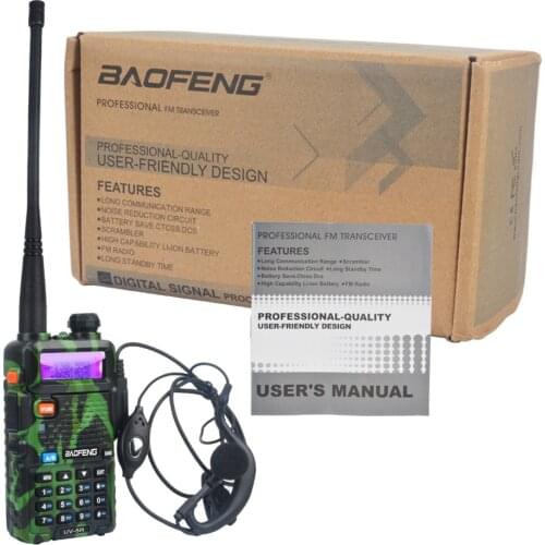 Baofeng uv 5r dual band VHF UHF fm handheld talkie walkie uv5r with earpiece protective leather case