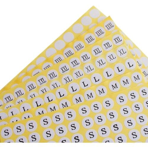 Wholesale Stock Paper Self-Adhesive Size Labels For Clothing Garment Shoes Size Sticker Tags Sticker Size Label Xs/S/M/L/Xl Size