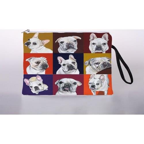 French fighting dog pattern ladies cosmetic bag digital printing cosmetic bag travel storage bag cosmetic bag