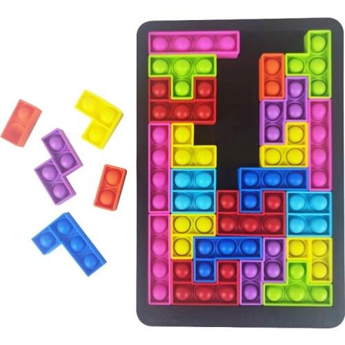 Children Rainbow Tetris Fidget Toys Pops Board Games Educational Reliver Stress Sensory Toys For Adult Autisim Special Need Its