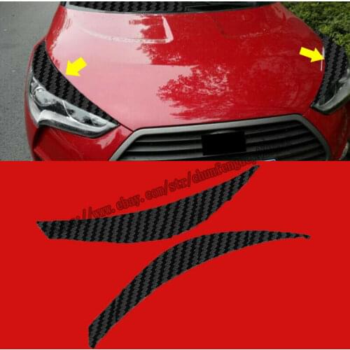 For Hyundai Veloster 2011-2017 3D Carbon Fiber Car Headlight Eye Brow Sticker