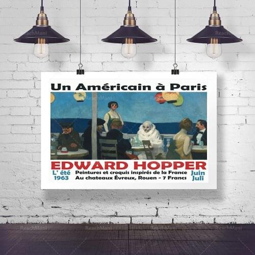 Edward Hopper Art Gallery Exposition Affiche 1963 Paris night blue decoration poster