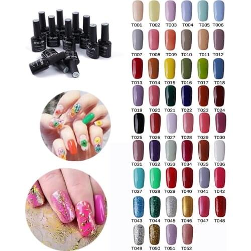 New 52Colors Gel Polish 7.5ml Gel Nail Polish Nail Color Soak Off UV Gel Varnish Semi Permanant UV Gel Nail Art varnish Top Coat