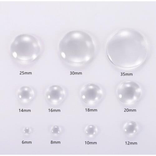 Round Flat Back Glass Cabochon 8mm 10mm 12mm 16mm 20mm 25mm 30mm Transparent Clear Crystal Cabochon Cameo For Diy Jewelry Making