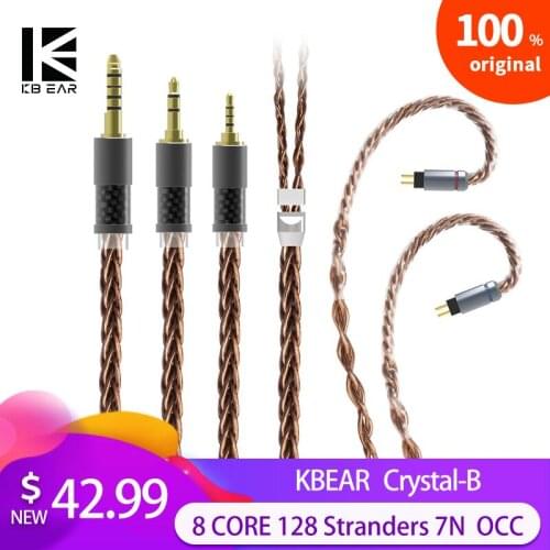 KBEAR Crystal-B 8 Core With 128 Strands 7N OCC Upgrade Cable MMCX/2PIN/QDC/TFZ Earphones Headphone Earbuds Headset CCZ TRI