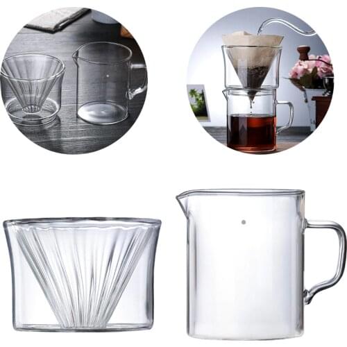 Pour Over Coffee Maker Glass Coffee Dripper Cup Reusable 1-2 Cups Coffee Mug Cafe and Office Use BPA Free