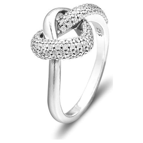 Original 925 Sterling Silver Women Rings Jewelry Clear CZ Knotted Hearts Rings for Women Paved Stones Crystal Girl Ring Jewelry