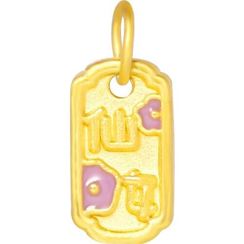 Pure 3D Hard Gold 999 Gold Pendant 24K Yellow Gold Oblong Necklace Pendant Good Girl