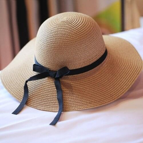 Summer Straw Hat Big Wide Brim Beach Sun Hat Straw Floppy Sun Block UV Protection Hat Bohemia Cap