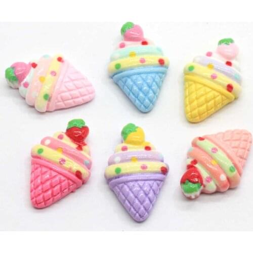 Hot Selling Super Cute Ice Cream Resin Kawaii Cabochon Pretty Design For Craft Decor Accessories