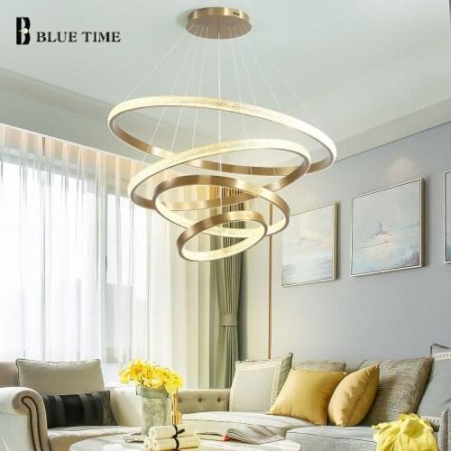 Modern LED Chandelier For Living Room Dining Room Kitchen Hanging Lighting Chandelier Circle Rings Home Indoor Lighting Fixtures