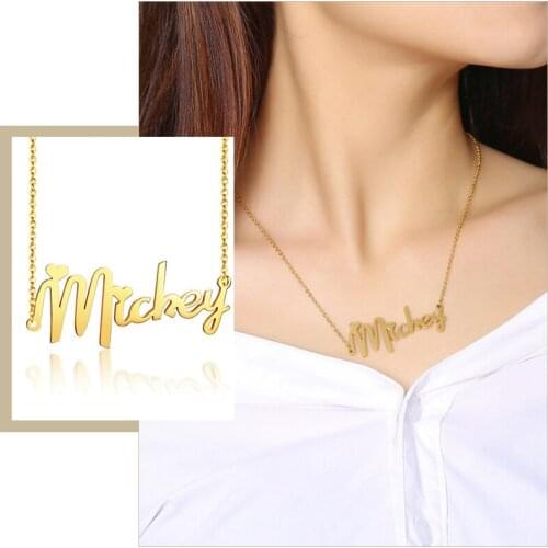 Cute Font Name Customized Necklace for Girls Lady Thick Stainless Steel Not Bend Metal Chokers Fashion Candid Stylish Jewelry