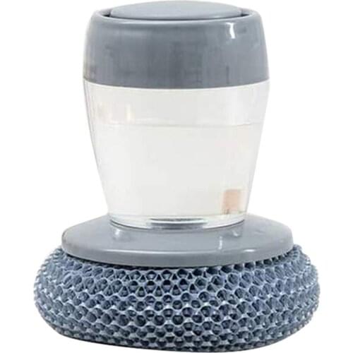 Steel Dish Scrubber Soap Dispensing Steel Brush Storage Set Scouring Pad Pot Scrubber Metal Sponge Household Kitchen Cleaning