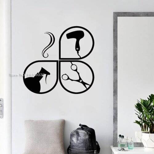 Hair Salon Sign Wall Decal Art Window Sticker Beauty Salon Woman Hairstyle Tools Model Wall Decor Murals Home Wallpapers LC1720