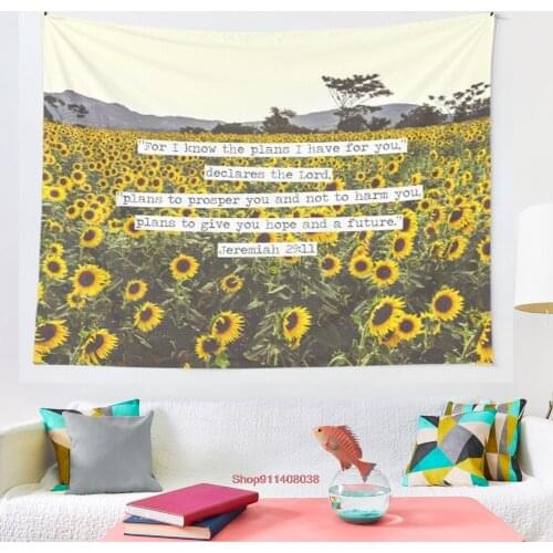 Jeremiah Sunflowers tapestry Art Wall Hanging Living Room Decor Craftsmandala Decorative Thin Blanket Yoga