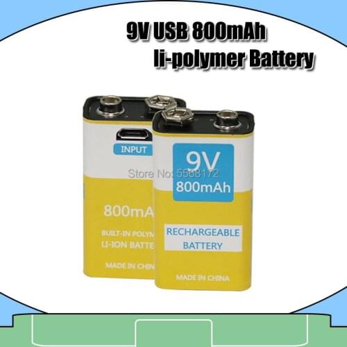 2020 New Hot Sale 9V 800mAh Micro USB Rechargeable Lipo Battery for Multimeter Microphone Remote Intelligent Electronics