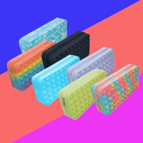 New Silicon Cosmetic Bag Push Pop Bubble Simple Dimple Fidget Stationery Bag Pencil Pen Case Popper Sensory Pops Fidget Toys Its
