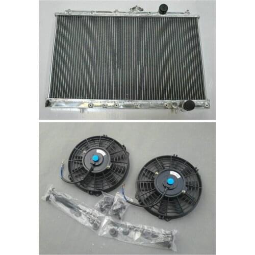 NEW ALUMINUM RADIATOR + 2*FANS For MITSUBISHI LANCER EVO 1 2 3 1992-1996 92 93 96 MT