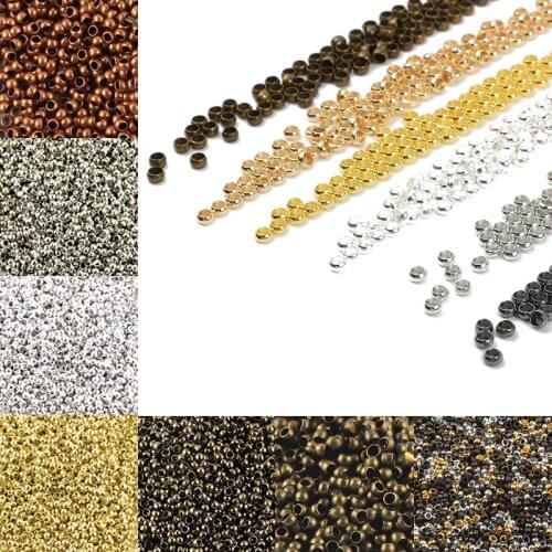 2/2.5/3mm Ball Crimp End Beads Round Copper Golden Stopper For DIY Bracelet Necklace Accessories Jewelry Making Findings Supply