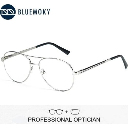 BLUEMOKY Double Bridge Pilot Prescription Progressive Eyeglasses Men Photochromic Anti Blue Light Glasses Optical Myopia Eyewear