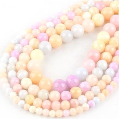 Wholesale Natural Pink Cloud Jades Chalcedony Round Loose Beads 15"Strand 6 8 10 12mm For Jewelry Making DIY Bracelet Necklace
