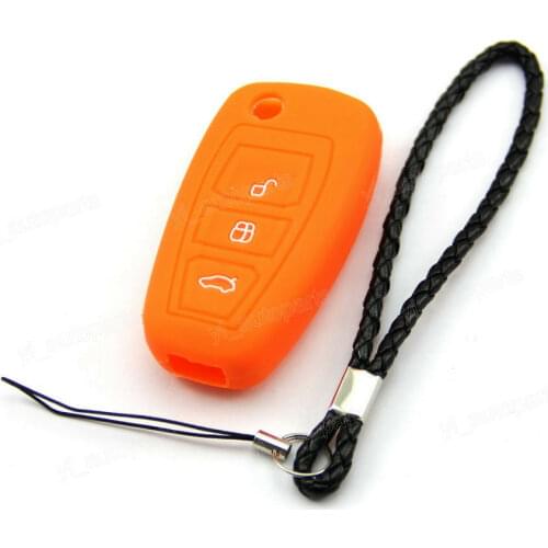 Orange Silicone Case Cover Fit For Fit Ford Fiesta Focus Mendeo Remote Flip Key FOCF3OR
