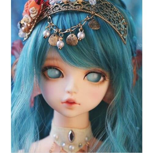 Full Set free makeup & eyes included !top quality 1/4 bjd doll human animal serin rico - the little mermaid blue red clothes wig