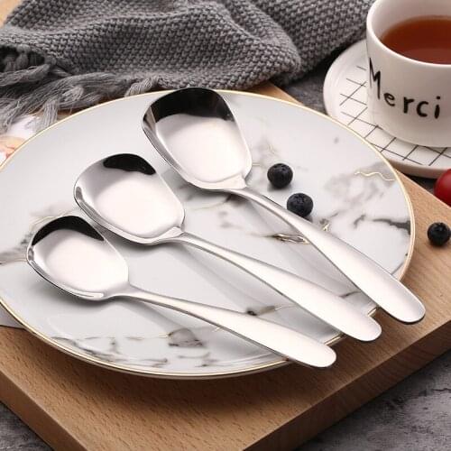 Buffet Serving Spoon Silvery Stainless Steel Large Mirror Polished with Long Handle Flatware Kitchen Dining Tableware for kids
