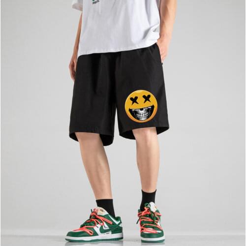 2021 Summer Mens Shorts Korean Fashion Streetwear Printing Smiley Shorts Men Casual Men Clothing Elastic Waist Sweat Shorts