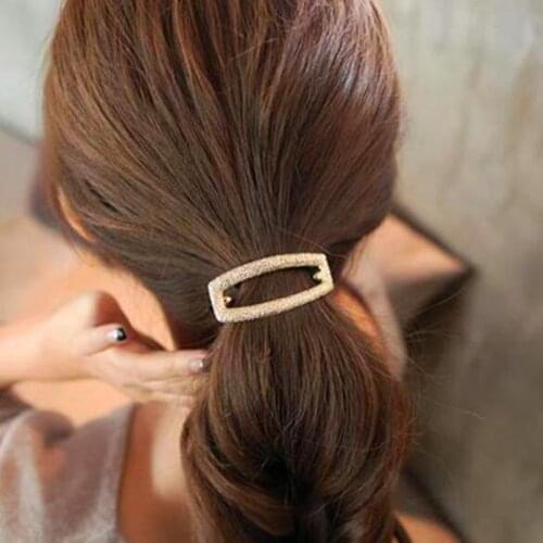 Alloy Hollow Rectangular Hair Bands Rope Rubber Ring For Women Fashion Hairband Hair Accessory hair rope