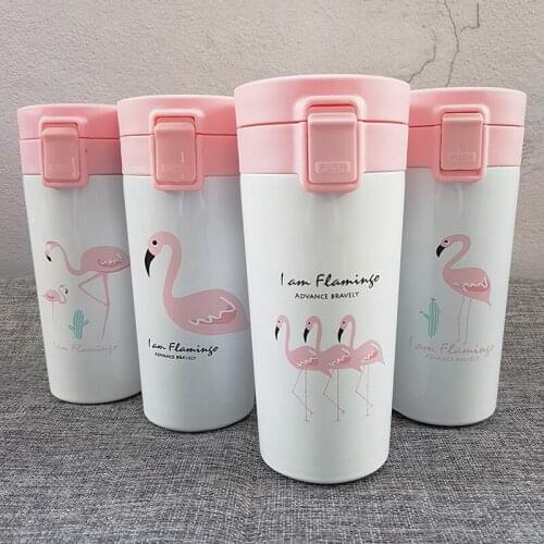 Flamingo Double Wall Stainless Steel Vacuum Flasks 380ml Car Thermo Cup Coffee Tea Travel Mug Thermol Bottle Thermocup