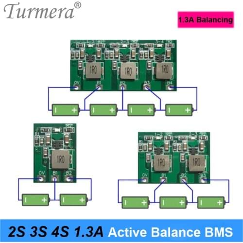 Turmera 1.3A Active Equalizer Balancer 2S 3S 4S 8.4V 12.6V 18650 Lithium 32700 Lifepo4 Battery Transfer Active Balance Board BMS