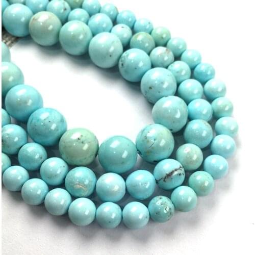 High quality Natural Gem Stone round beads Light blue turquois loose beads For jewelry making DIY charm bracelet accessories6mm