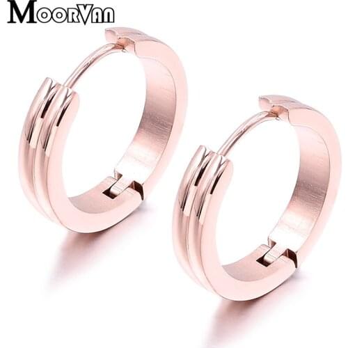 Moorvan 3 colors,her gift,round earring simple 20mm*4mm stainless steel hoop ears women jewelry punk rock free shipping WE410