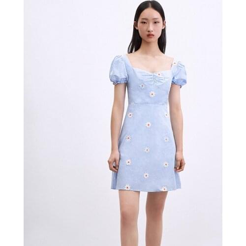 Woman Beach Dress Patchwork Casual Womens Dresses Flowers Womens Summer Dress Short Sleeve Solid Dresses Summer 2021 Ladies