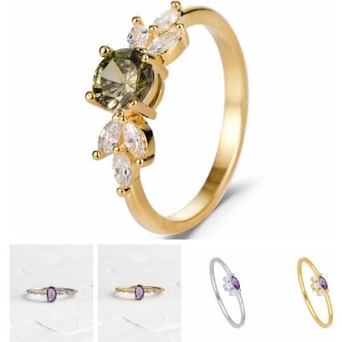 Valentines Day/Party Ring For Women Real 24k gold-plated silver Ins Geometric Colorful decoration rings Jewelry For Women Rings