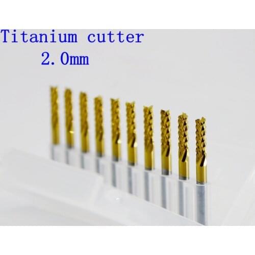 10pcs 2.0mm High Qualtiy Tungsten Steel Titanium Coat Carbide Mill Engraving Bits Cnc Pcb Rotary Burrs Milling Cutter Drill Bit