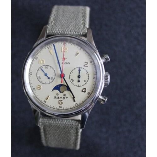 1963 Pilot Watch 40mm Dial Sapphire Mirror Moon Phase Display Multifunctional Military Air Force Chronograph Top Tough Guy Watch