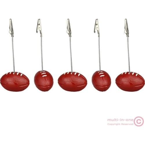 Lot 5pcs Rugby Base Alligator Wire Photo Clip,Note Holders,Memo Card Clamp,American Football Game Meeting Display,Party Deco
