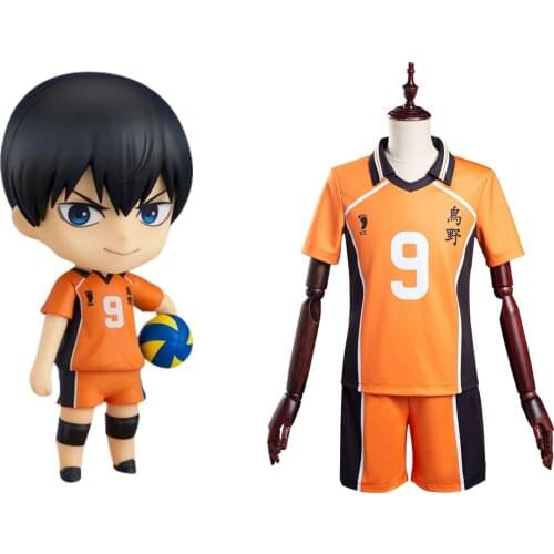 Anime Haikyuu Tobio Kageyama Karasuno Cosplay High School Uniform Costume T-shirt + Shorts No.9 Sportswear Full Set