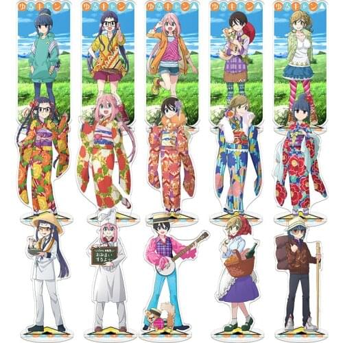 Anime Laid-Back Camp Yuru Camp Kakamigahara Nadeko Inuyama Aoi Shima Rin Action Figure Collectible Acrylic Stand Model Doll 20cm