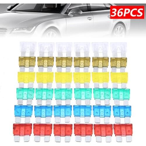 36pcs Car Fuse Standard Medium Automotive Blade Fuses Mix 7.5A 10A 15A 20A 25A 30A Amp Car Fuses Assortment Set