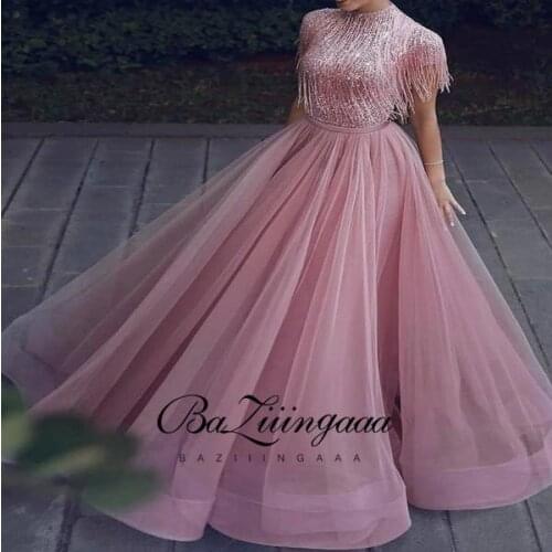 BAZIIINGAAA Luxury Woman Cocktail Dress Beaded Sequins Long Elegant Night Cocktail Party Formal Dresses for Wedding Plus Size