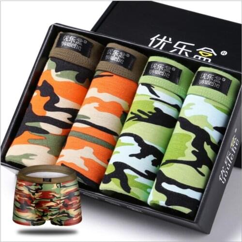 Free Shipping 2019 Camouflage men modal men boxer shorts breathable7396# Size L-3XL