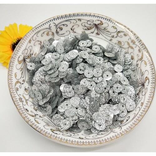 LNHOME 40g/Lot 6mm Glitter Sequins Round Confetti Spangle Silver Flat Clothing Sewing With 1 Hole Needle Flake Christmas Sequins