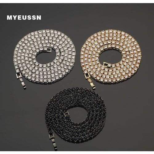 Bling Single Row Tennis Chain Necklace Men Iced Out Choker Men 4Mm/5Mm/6Mm Width Hip Hop Jewelry