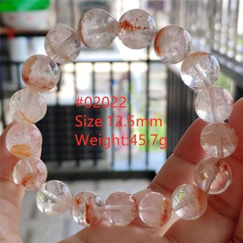 Rare Natural Orange White Sericite Snow Phantom Quartz Bracelet Crystal Clear Round Beads Bracelet 9mm 10mm 11mm AAAAA