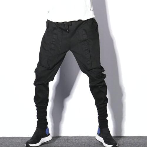 Darkly Style Men Pockets Cargo Pants 2019 Autumn Harem Joggers Vintage Sweatpant Hip Hop Trousers Black Streetwear