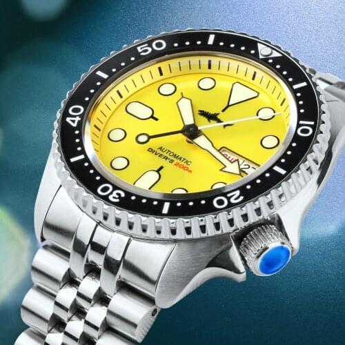 HEIMDALLR Watch SKX007 NH36 Automatic Mechanical Wristwatches Jubilee Bracelet Luminous 200M Sharkey Diving Luxury Watches Men